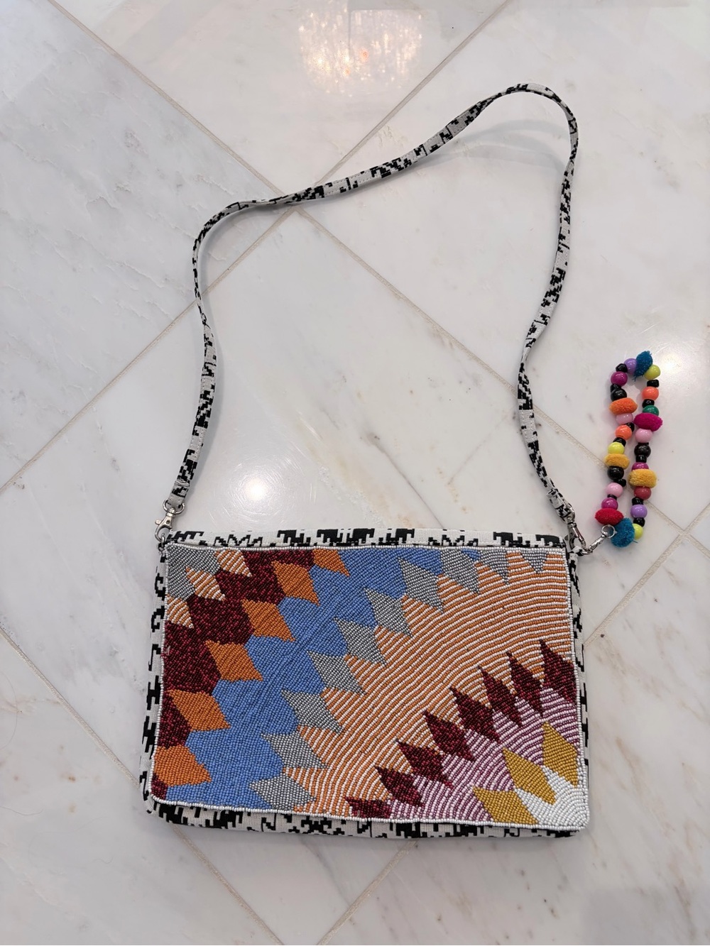 RARE Essentiel Antwerp Hand-Beaded Convertible Crossbody Clutch